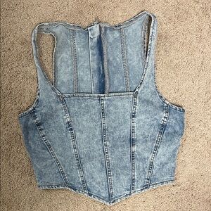 Denim Sleeveless Corset Top